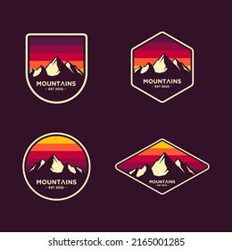 Mountain outdoor landscape bundle logo illustration.