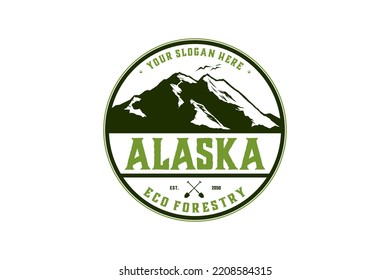 Mountain outdoor logo alaska illustration camp adventure emblem badge