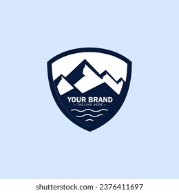Mountain Outdoor Logo-Design in Blau
