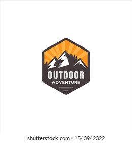 Mountain Outdoor Logo Design ,Hiking, Camping, Expedition And Outdoor Adventure. Exploring Nature For Badges, Banners, Emblem 