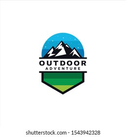 Mountain Outdoor Logo Design ,Hiking, Camping, Expedition And Outdoor Adventure. Exploring Nature For Badges, Banners, Emblem 