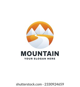 Mountain Outdoor Logo Gradient Vector Icon Illustration