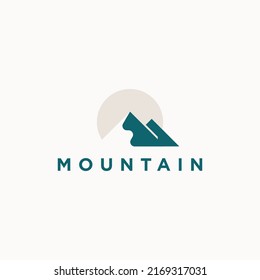 logotipo de montaña y exterior, icono y vector