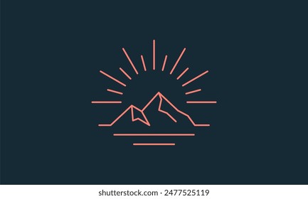 Mountain Outdoor Minimal Logo Design Grafik Vektorgrafik	