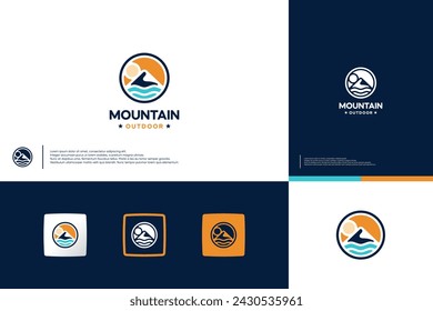 mountain outdoor, ocean , logo design template.