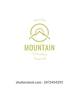 mountain outdoor panorama line logo design vector