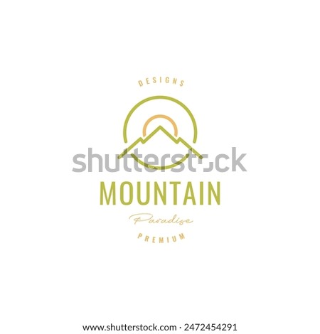 mountain outdoor panorama line logo design vector