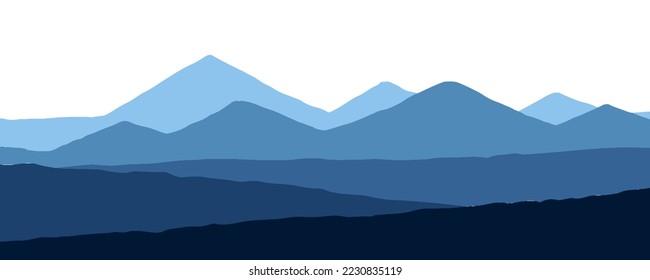 Mountain outdoor panoramic range flat style banner background design.