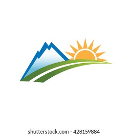 Mountain outdoor recreation logo. Vector graphic design