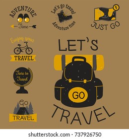 Mountain outdoor vector camping travel hand drawn labels climbing and hiking badges peak extreme illustration.