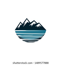 Mountain outdoor vector icons set camping travel logo labels, climbing or hiking badges.