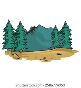 mountain outdoor vector with white background separate