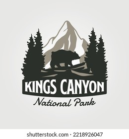 mountain outdoor vintage logo vector wildlife illustration design, king canyon national park logo