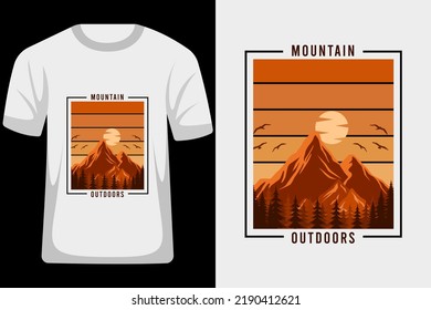 Mountain Outdoors Retro Vintage T Shirt Design