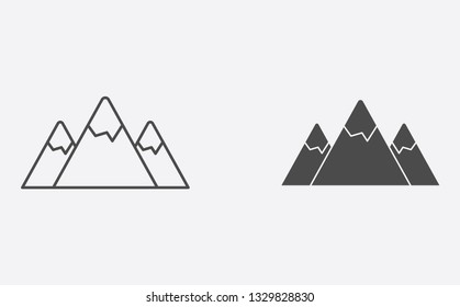 Mountain outline and filled vector icon sign symbol