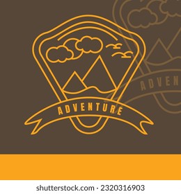 mountain outline icon logo vector illustration design, 
landscape sunsethill line art logo design