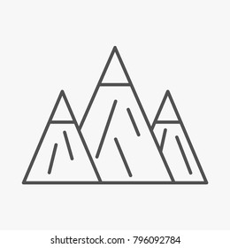 Mountain outline icon on white backround