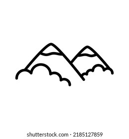 Mountain outline icon. Pictogram isolated on a white background. Vector illustration.