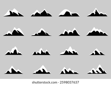 Mountain outline icon vector illustration black and white color for outdoor and hiking graphic design concept.