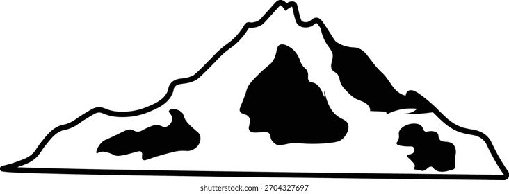 Icono de contorno de montaña. Ilustración vectorial