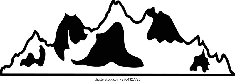 Mountain Outline Icon. Vector Illustration