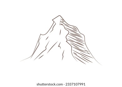 mountain outline illustration. Black and white mountain line arts wallpaper. landscape background design. Vector illustration. Hand drawn mountains sketch. mountain ranges.
