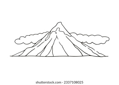 mountain outline illustration. Black and white mountain line arts wallpaper. landscape background design. Vector illustration. Hand drawn mountains sketch. mountain ranges.