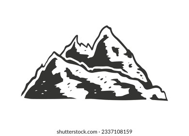 mountain outline illustration. Black and white mountain line arts wallpaper. landscape background design. Vector illustration. Hand drawn mountains sketch. mountain ranges.