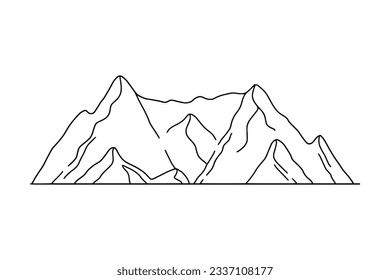 ilustración del contorno de montaña. Papel tapiz de las artes de las líneas de montaña en blanco y negro. diseño de fondo paisajístico. Ilustración vectorial. Esbozo de las montañas dibujadas a mano. cordilleras.