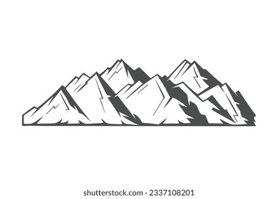 mountain outline illustration. Black and white mountain line arts wallpaper. landscape background design. Vector illustration. Hand drawn mountains sketch. mountain ranges.
