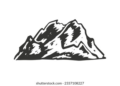 mountain outline illustration. Black and white mountain line arts wallpaper. landscape background design. Vector illustration. Hand drawn mountains sketch. mountain ranges.