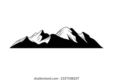 mountain outline illustration. Black and white mountain line arts wallpaper. landscape background design. Vector illustration. Hand drawn mountains sketch. mountain ranges.