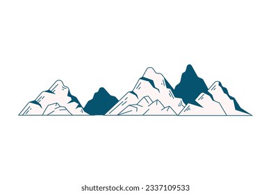 mountain outline illustration. Black and white mountain line arts wallpaper. landscape background design. Vector illustration. Hand drawn mountains sketch. mountain ranges. mountain vector.