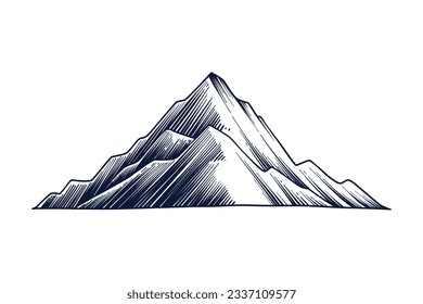 ilustración del contorno de montaña. Papel tapiz de las artes de las líneas de montaña en blanco y negro. diseño de fondo paisajístico. Ilustración vectorial. Esbozo de las montañas dibujadas a mano. cordilleras. vector de montaña.