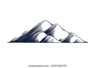 mountain outline illustration. Black and white mountain line arts wallpaper. landscape background design. Vector illustration. Hand drawn mountains sketch. mountain ranges. mountain vector.