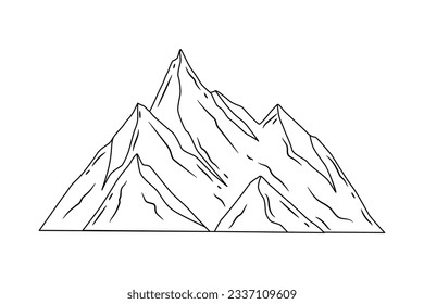 mountain outline illustration. Black and white mountain line arts wallpaper. landscape background design. Vector illustration. Hand drawn mountains sketch. mountain ranges. mountain vector.
