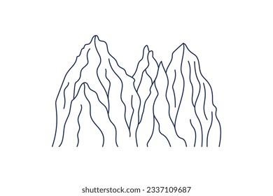 mountain outline illustration. Black and white mountain line arts wallpaper. landscape background design. Vector illustration. Hand drawn mountains sketch. mountain ranges. mountain vector.