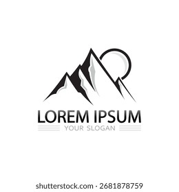 mountain outline vector logo and icon design for hiking community branding