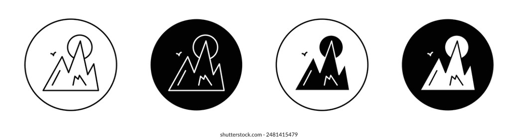 Mountain outlined icon vector collection.