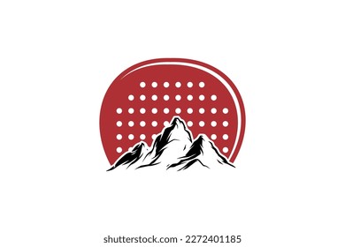 Mountain with padel logo design icon template element suitable for sports equipment business vector