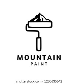 Mountain and paint roller Logo template. outdoor and paint company