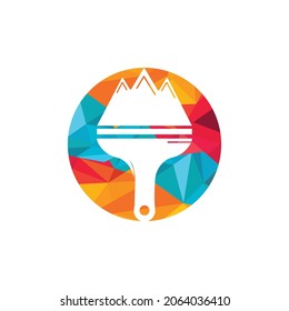 Mountain paint vector logo design template. Mountain and paint brush icon vector design.