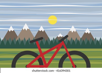 Mountain panorama for eco bike tourism and ecological and sport travel