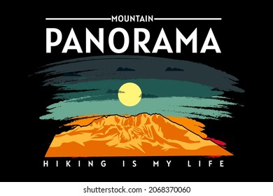 mountain panorama retro design hand drawing