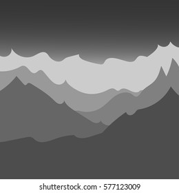 mountain panorama in shades of gray