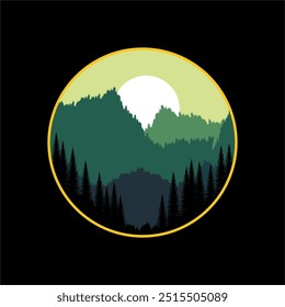 mountain panorama in sunset for background.vector style ilustrtion.	

