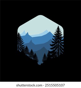mountain panorama in sunset for background.vector style ilustrtion.	
