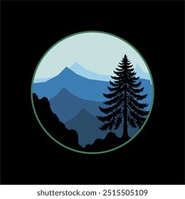 panorama de montanha no pôr do sol para a ilustração de estilo background.vetor.	
