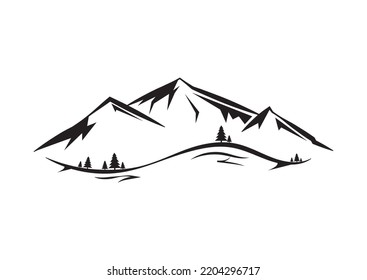 Mountain panorama view icon in flat style vector illustration