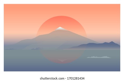 Dibujo de vectores panorámicos de montaña